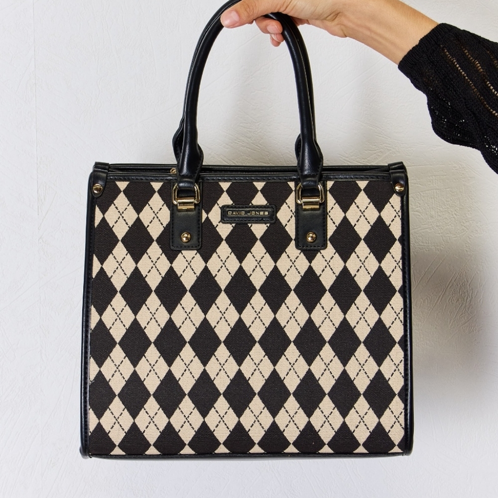 David Jones Argyle Pattern PU Leather Handbag - Picture 5 of 7